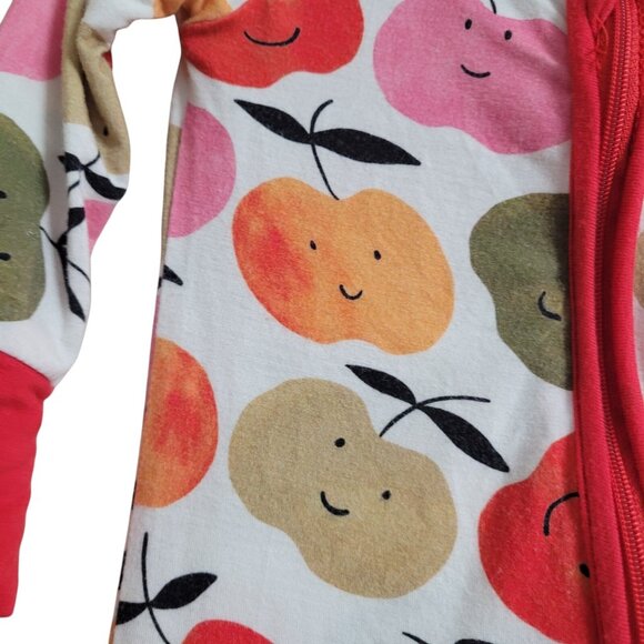 Miozing Bamboo 0-3 Mo Baby Girl Boy Apple Print Zippy Pajamas Animal Sleeper Red - Picture 9 of 14